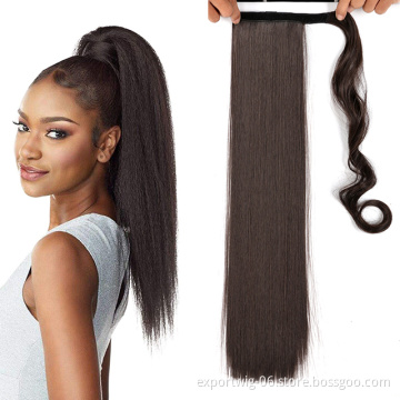 Straight Ponytail Yaki Crochet Hair Ponytail Clip in ponytail Hair Extensions Synthetic Hairpieces